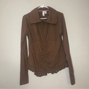 Matilda Jane Paint By Numbers Stealth Jacket Women's M Brown Active Full Zip